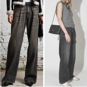 NWT R13 Damon Pleated Wide Leg Jeans Ellery Black Sz31